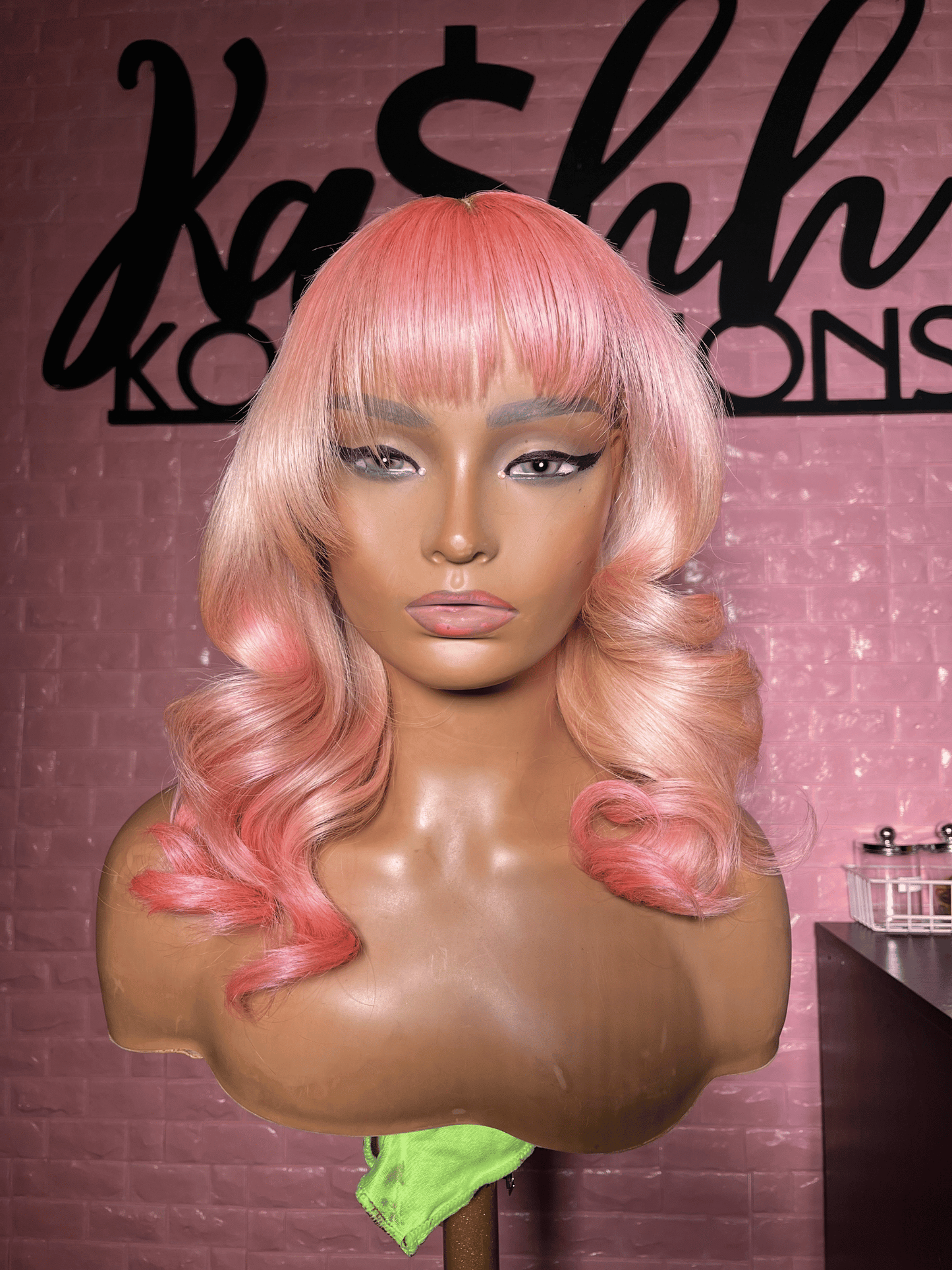 Pink bang wig