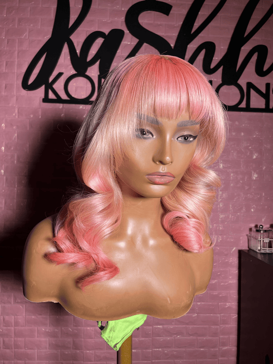 Pink bang wig