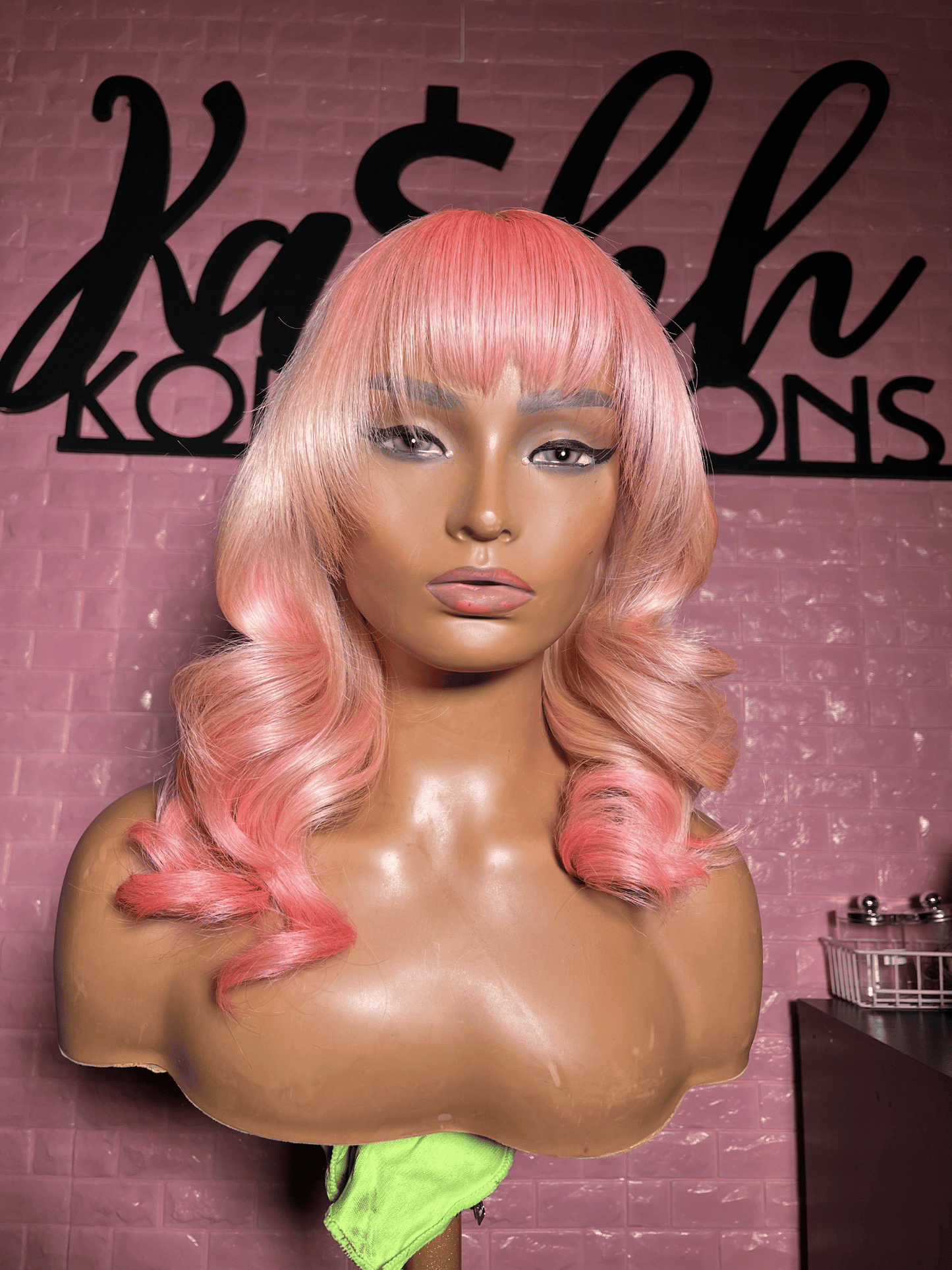 Pink bang wig